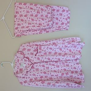 Lati Fashions Floral Piping Two Piece Pajama Set XXL Pink